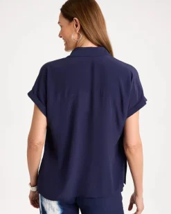 Faux Silk Tie-Dye Colorblock Top