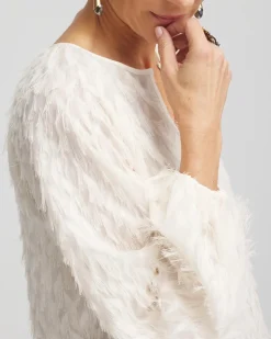 Feathered Pullover Peasant Blouse