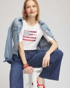 Flag Embellished Knit Tee