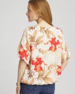 Floral Bubble-Hem Blouse