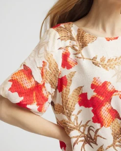 Floral Bubble-Hem Blouse