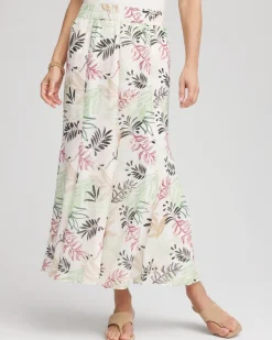 Floral Embroidered Crinkle Maxi Skirt