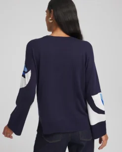Floral Intarsia Crewneck Pullover