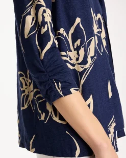 Floral Linen Open Front Cardigan