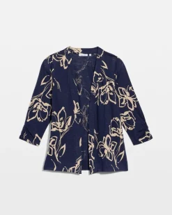 Floral Linen Open Front Cardigan