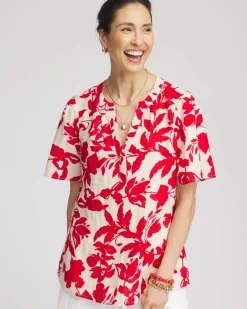 Floral Linen Popover Shirt