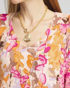 Floral Long Sleeve V-Neck Pullover Sweater