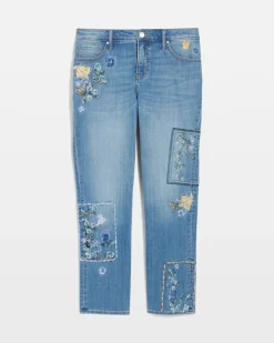 Floral Patchwork Girlfriend Crop Jeans