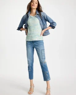 Floral Patchwork Girlfriend Crop Jeans
