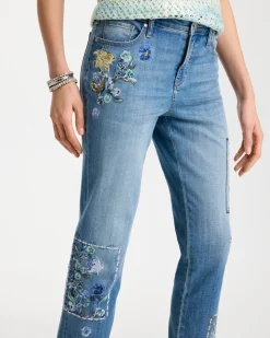 Floral Patchwork Girlfriend Crop Jeans