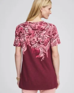 Floral Print Slub V-Neck Tee