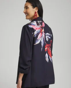 Floral Ruched Sleeve Soft Jacket