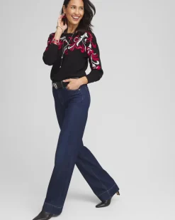 Floral Sequin Dolman Sleeve Sweater