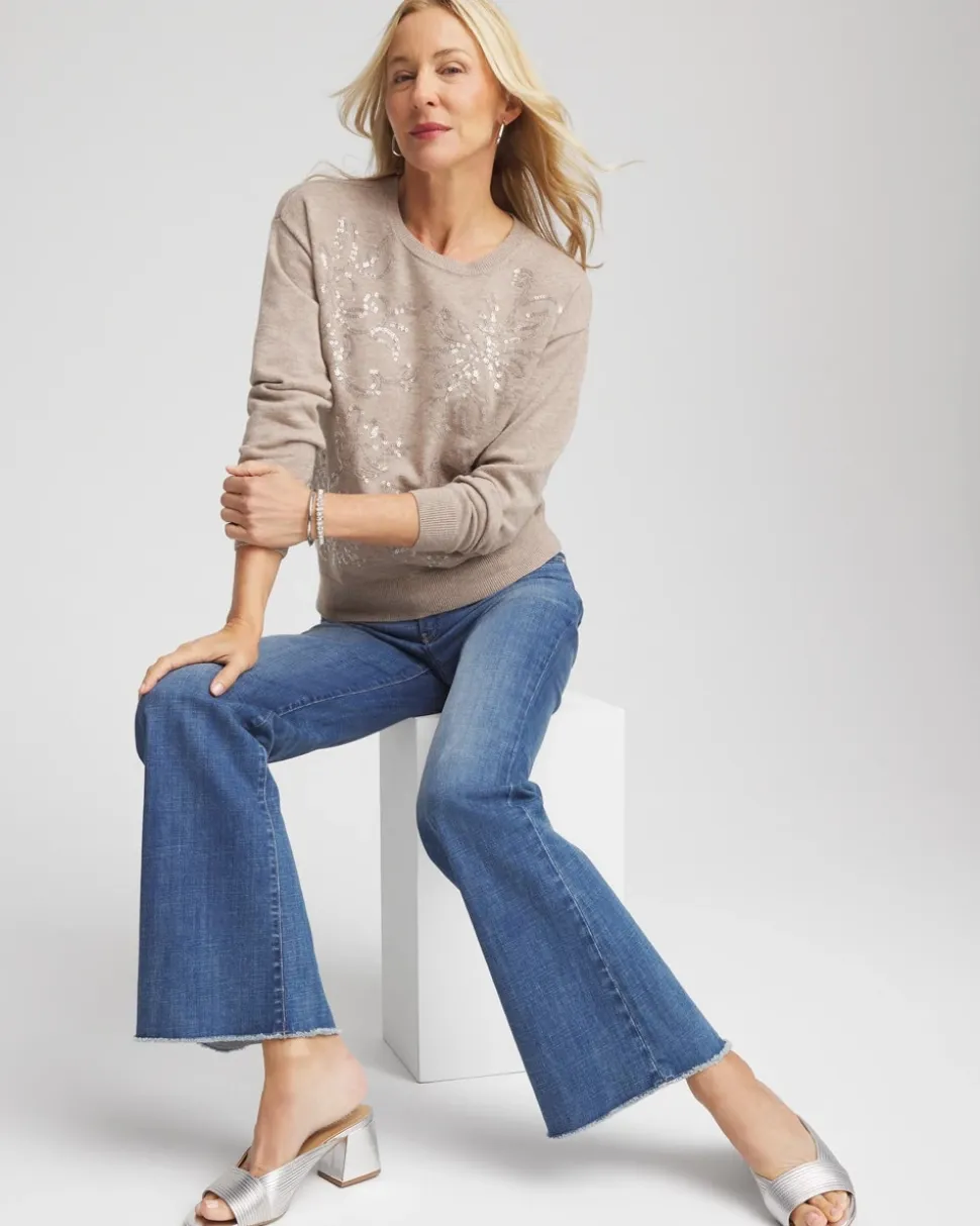 Floral Sequined Pullover
