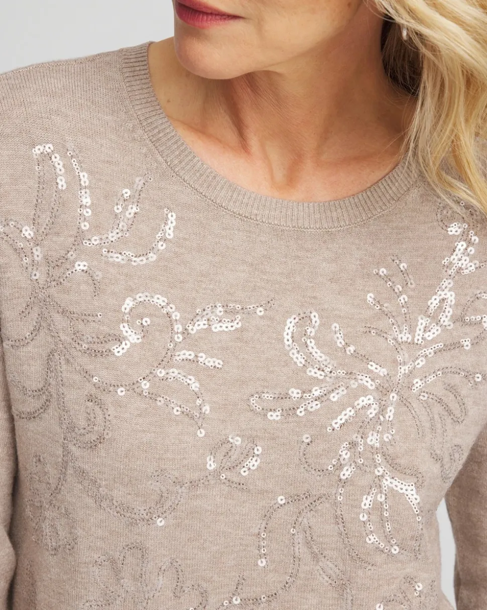 Floral Sequined Pullover