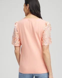 Floral Sleeved Square-Neck Tee