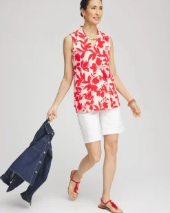 Floral Sleeveless V-Neck Tunic