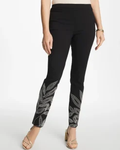 Floral Soutache Brigitte™ Slim Pull-On Ankle Pants