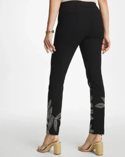 Floral Soutache Brigitte™ Slim Pull-On Ankle Pants