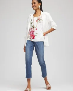 Floral Sweater Trim Linen Tee