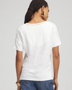 Floral Sweater Trim Linen Tee