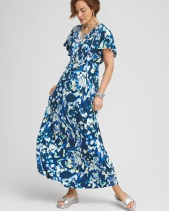 Flutter Sleeved Jersey Maxi Dress