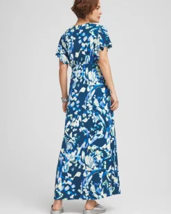 Flutter Sleeved Jersey Maxi Dress