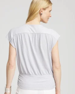 Foiled Knit Banded Bottom Top