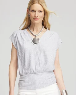Foiled Knit Banded Bottom Top