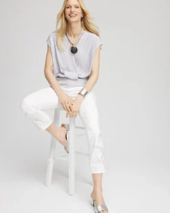 Foiled Knit Banded Bottom Top