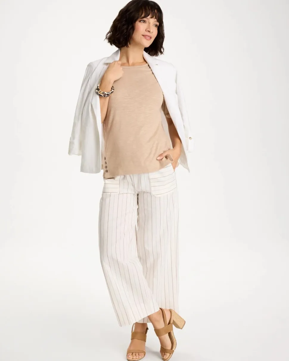 Foil Print Cotton Slub Elbow-Sleeve Tee