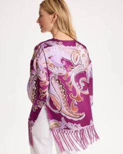 Fringed Burnout Satin Kimono
