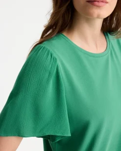 Gauze Sleeve Soft-Stretch Tee