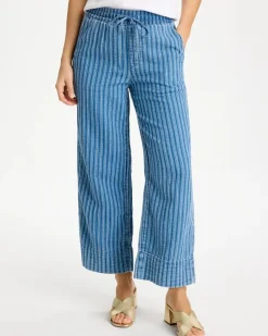Gauze Striped Wide Crop Jean