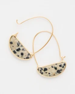 Genuine Dalmation Jasper Stone Threader Earrings