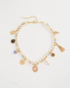 Genuine Jade Stone Charm Short Necklace