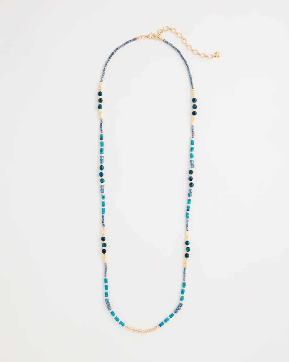 Genuine Stone Beaded Long Necklace