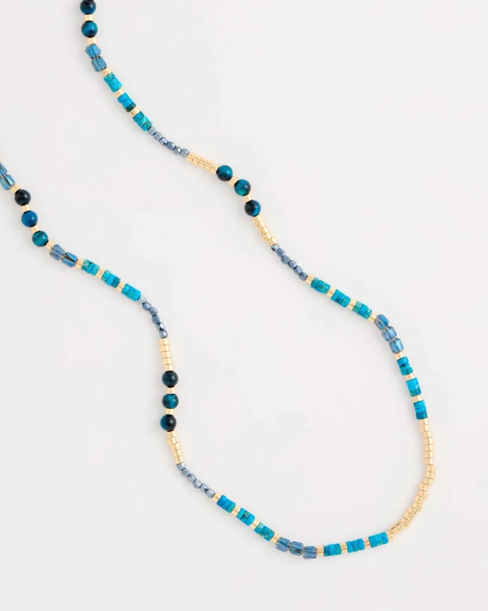 Genuine Stone Beaded Long Necklace