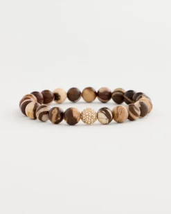 Genuine Zebra Jade Stone Stretch Bracelet