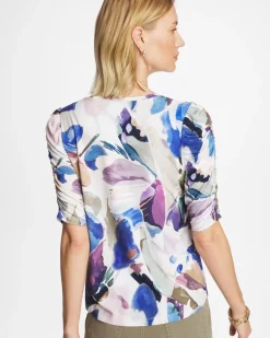Geo Blur Ruched Sleeve Tee