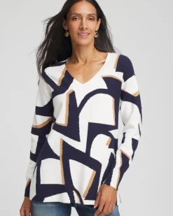 Geo Intarsia V-Neck Tunic