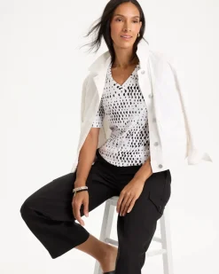 Geo Print Pima V-Neck Tee