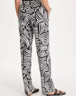 Geo Pull-On Wide-Leg Linen Pants