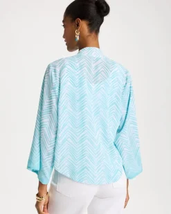 Georgette Tie-Front Chevron Kimono