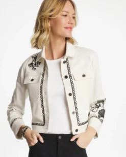 Ginkgo Embroidered Denim Jacket