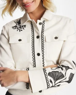 Ginkgo Embroidered Denim Jacket