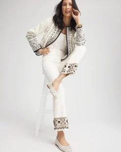 Girlfriend Embroidered Kick Flare Jeans