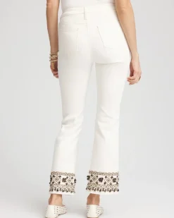 Girlfriend Embroidered Kick Flare Jeans