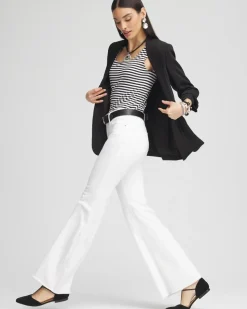 Girlfriend No Stain Frayed Flared Jeans