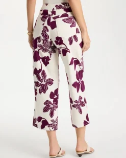 Girlfriend Pull-On Printed Wide Crop Jeans